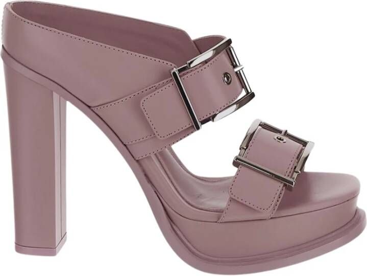 alexander mcqueen Platform Sandaal van Porselein Leer Pink Dames