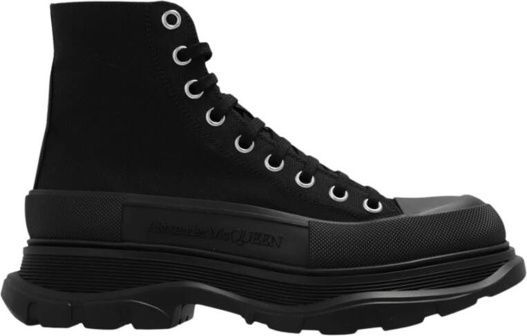 Alexander mcqueen Zwarte hoge sneakers met oversized rubberen zool Black Dames