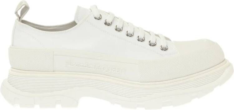 Alexander mcqueen Canvas Lage Sneakers met Vetersluiting White Dames