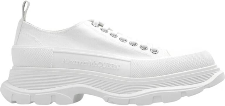 Alexander mcqueen Canvas Lage Sneakers met Vetersluiting White Dames