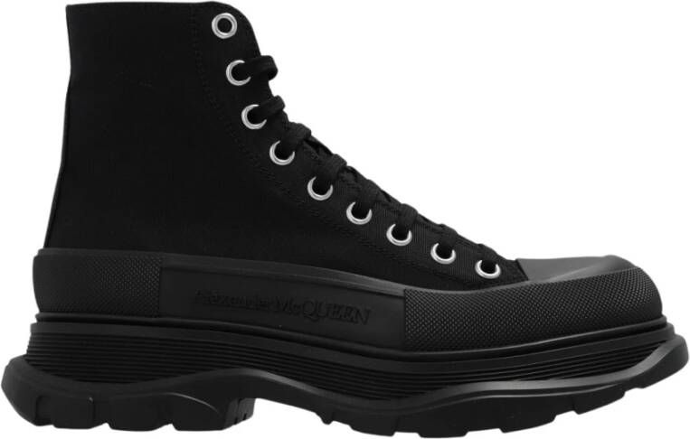 Alexander mcqueen Zwarte hoge sneakers met oversized rubberen zool Black Dames