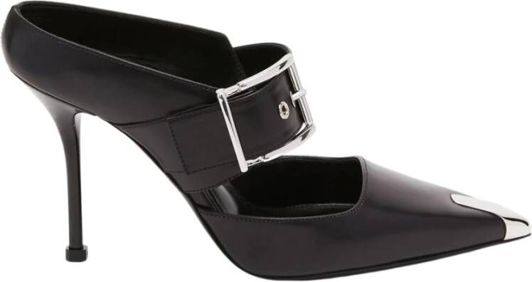 Alexander mcqueen Zwarte Leren Punk Muiltjes Black Dames