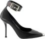 Alexander mcqueen Zwarte leren muil met zilveren gesp en puntige neus Black Dames - Thumbnail 5