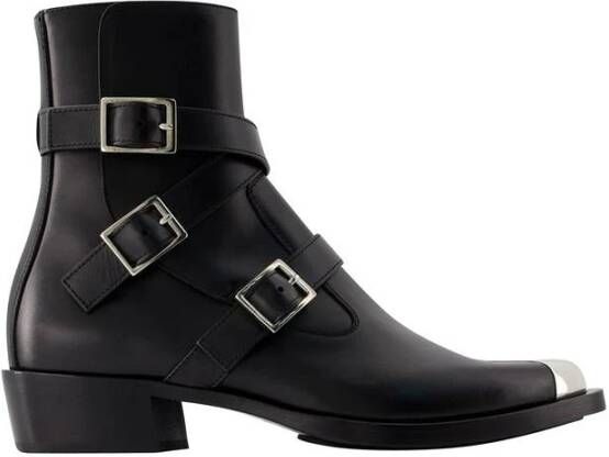 Alexander McQueen Punk Triple Buckle Enkellaarzen