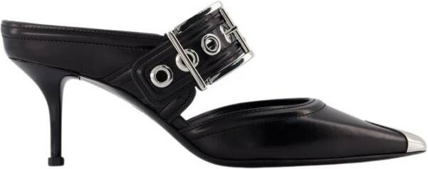 Alexander mcqueen Romantische Sandalen met Rand Zwart Zilver Leer Black Dames