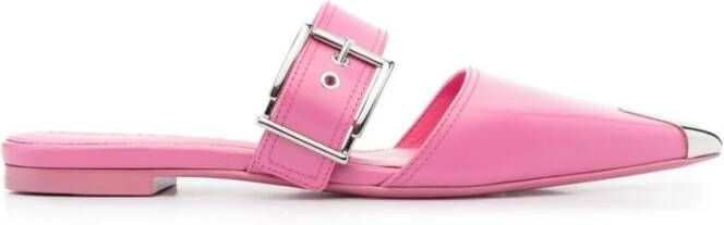 Alexander McQueen Roze Metalen-Teen Puntige Muiltjes