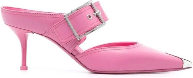 Alexander McQueen Roze Metallic Teenkap Muiltjes