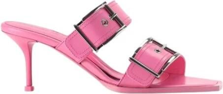 Alexander McQueen Roze Punk Dubbele Gesp Stiletto Muiltjes