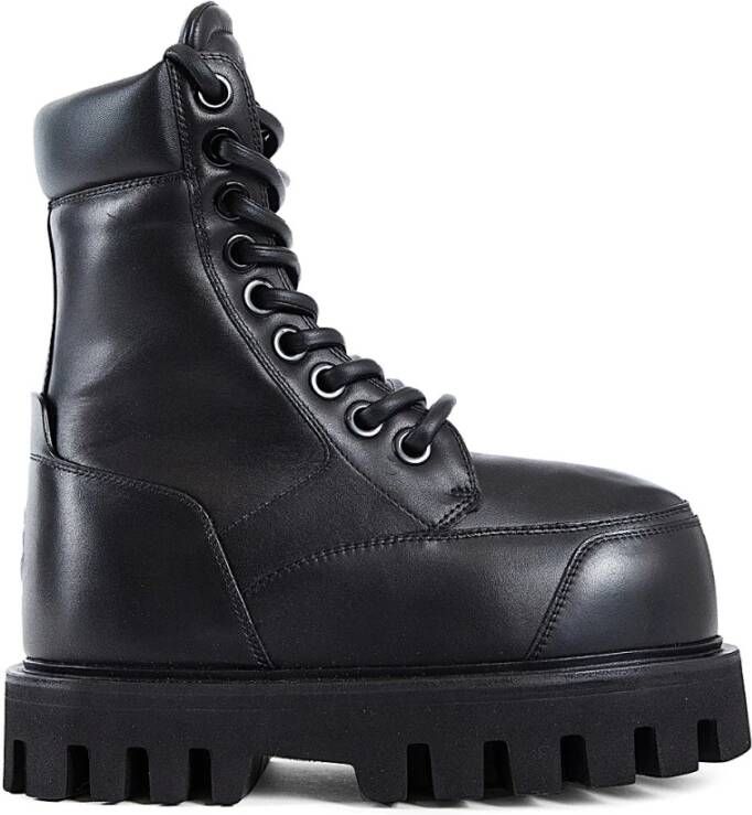 Alexander McQueen Zwarte leren enkellaarzen 4 5 cm