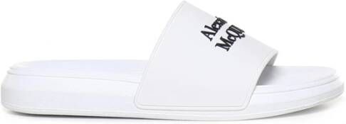 Alexander mcqueen Witte rubberen sandalen met contrasterend logo White Heren