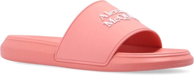 Alexander mcqueen Slippers & Mules Dames Sandal Leath.S.Rubb. Slider Lo in poeder roze