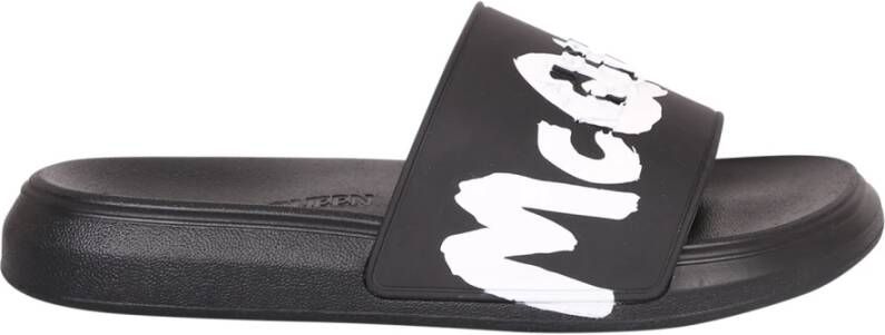 Alexander mcqueen Stijlvolle zwarte rubberen slippers voor heren Black Heren