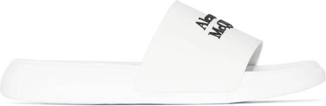 Alexander mcqueen Witte Slide Sandalen met Contrasterend Logo White Heren