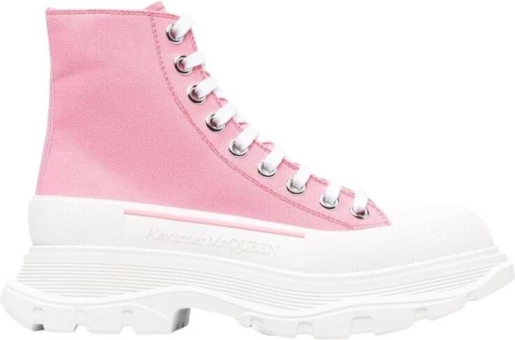 Alexander mcqueen Tread Slick Lace Up Ankle Boots Roze Dames