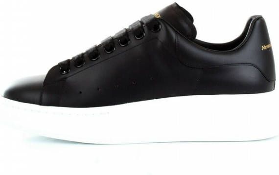 Alexander mcqueen Oversized Sneakers in Black Leather and Black Heel Wit Heren