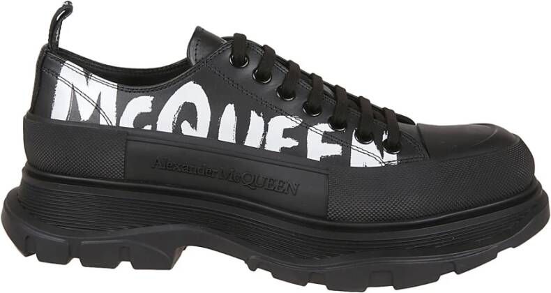 Alexander mcqueen Slick Tread Leren Sneakers Black Heren