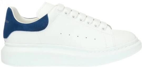 Alexander mcqueen Witte Leren Oversize Sneakers met Avio Blauwe Suede Spoiler White Heren