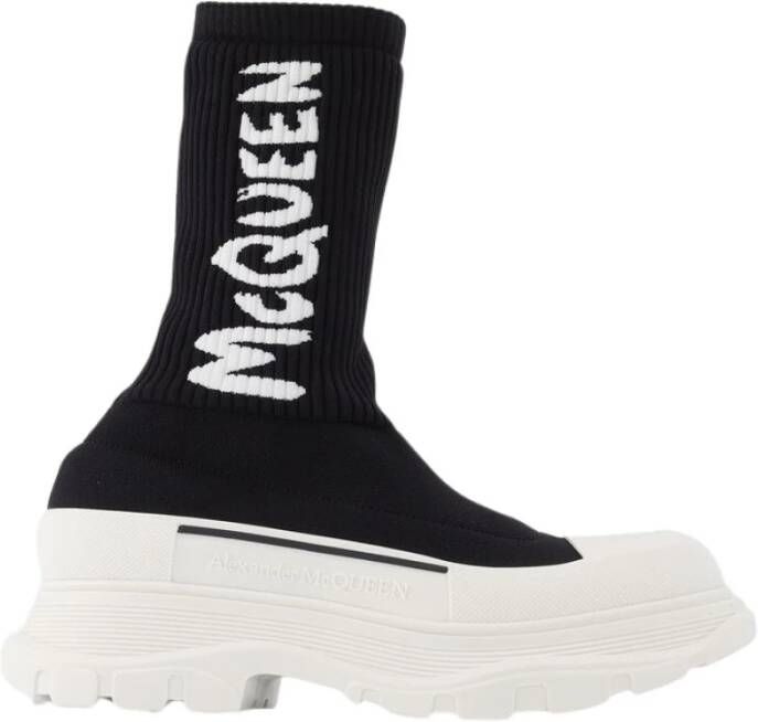 Alexander mcqueen Zwarte stretch nylon Tread Slick sneakers Zwart