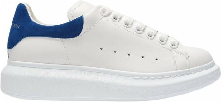 Alexander mcqueen Witte Leren Oversize Sneakers met Avio Blauwe Suede Spoiler White