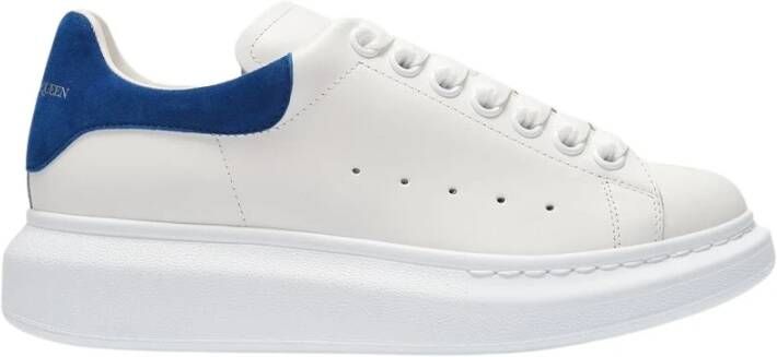 Alexander mcqueen Witte Leren Oversize Sneakers met Avio Blauwe Suede Spoiler White Heren