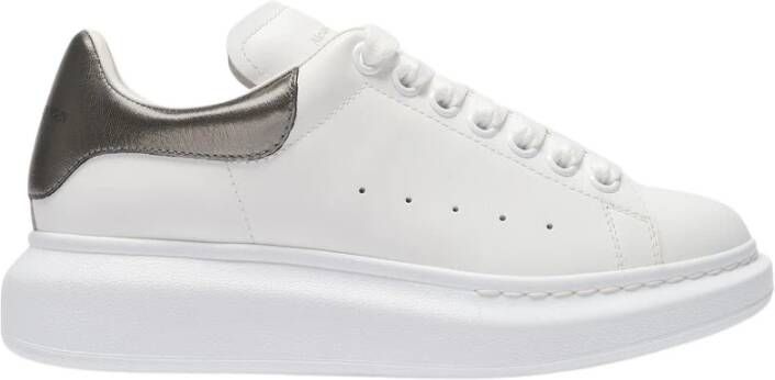 alexander mcqueen sneakers oversized in wit leer en zilveren hak Meerkleurig Dames