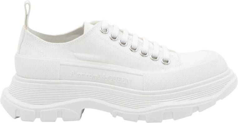 Alexander mcqueen Canvas Lage Sneakers met Vetersluiting White Dames