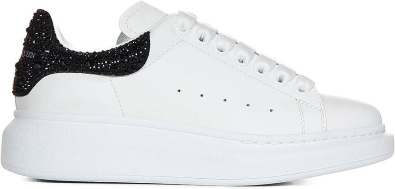 Alexander mcqueen Oversized Leren Sneakers met Kristalversiering White Dames