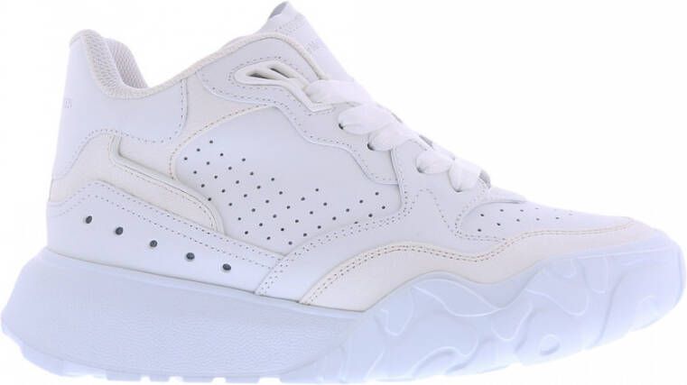 Alexander mcqueen Sportieve Wit Zilver Leren Tennisschoenen White Dames