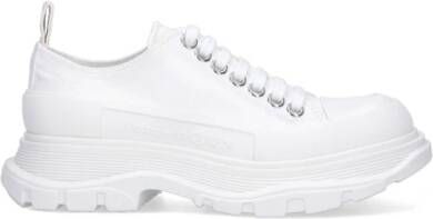 Alexander mcqueen Canvas Lage Sneakers met Vetersluiting White Dames