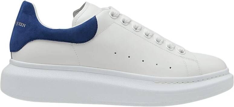 Alexander mcqueen Witte Leren Oversize Sneakers met Avio Blauwe Suede Spoiler White