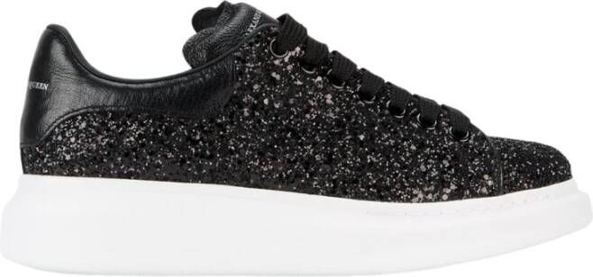 Alexander mcqueen Zwarte Glitterleren Oversized Sneakers voor Vrouwen Zwart Dames