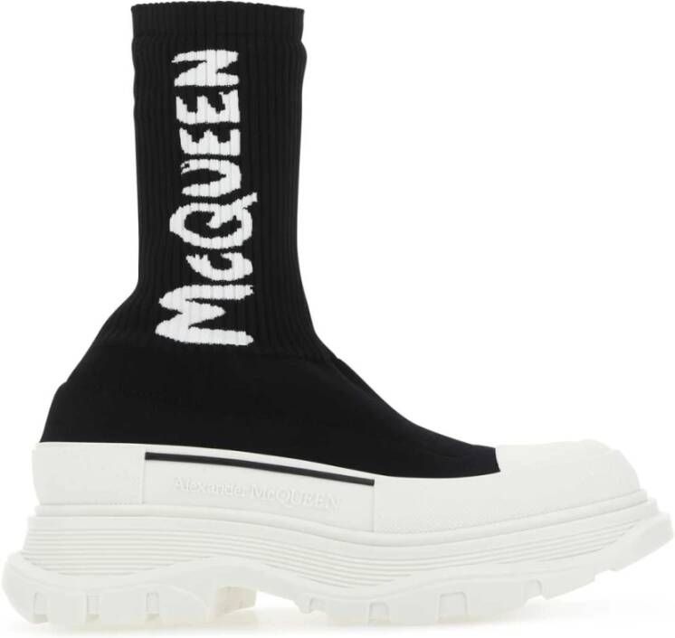 Alexander mcqueen Zwarte stretch nylon Tread Slick sneakers Zwart