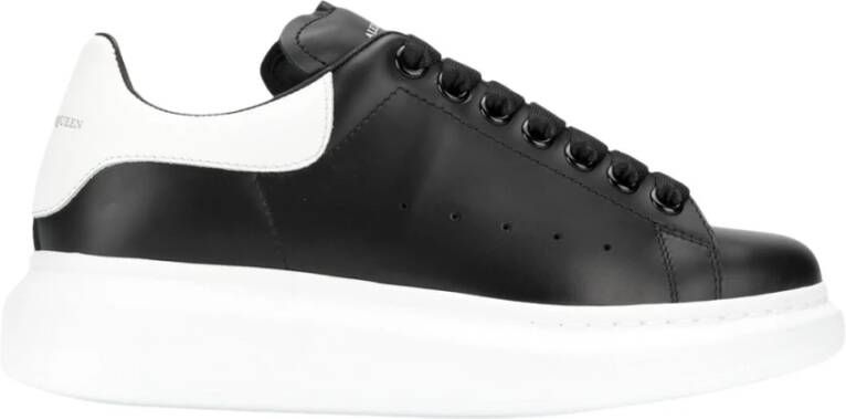 Alexander mcqueen Oversized Sneakers in Black Leather and white Heel Zwart