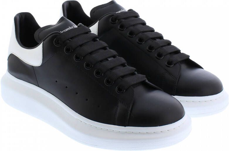 Alexander mcqueen Oversized Sneakers in Black Leather and white Heel Zwart Heren