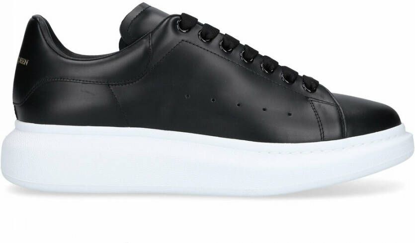 Alexander mcqueen Oversized Sneakers in Black Leather and Black Heel Wit Heren