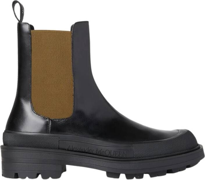 alexander mcqueen Stack Chelsea Boots Leer Moderne Stijl Zwart Heren