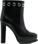 Alexander mcqueen Stijlvolle leren laarzen met bontdetails Zwart Dames - Thumbnail 1