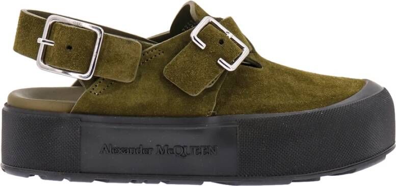 Alexander mcqueen Verstelbare enkelband wig sandalen Green Heren