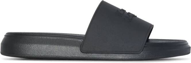 Alexander mcqueen Zwarte Leren Slides Streetwear Stijl Black Heren