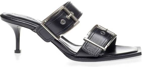 Alexander mcqueen Stijlvolle Zwarte Leren Sandalen Black Dames