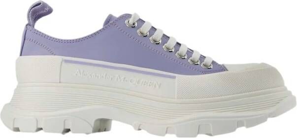 alexander mcqueen Tread gladde sneakers in wit leer Paars Dames