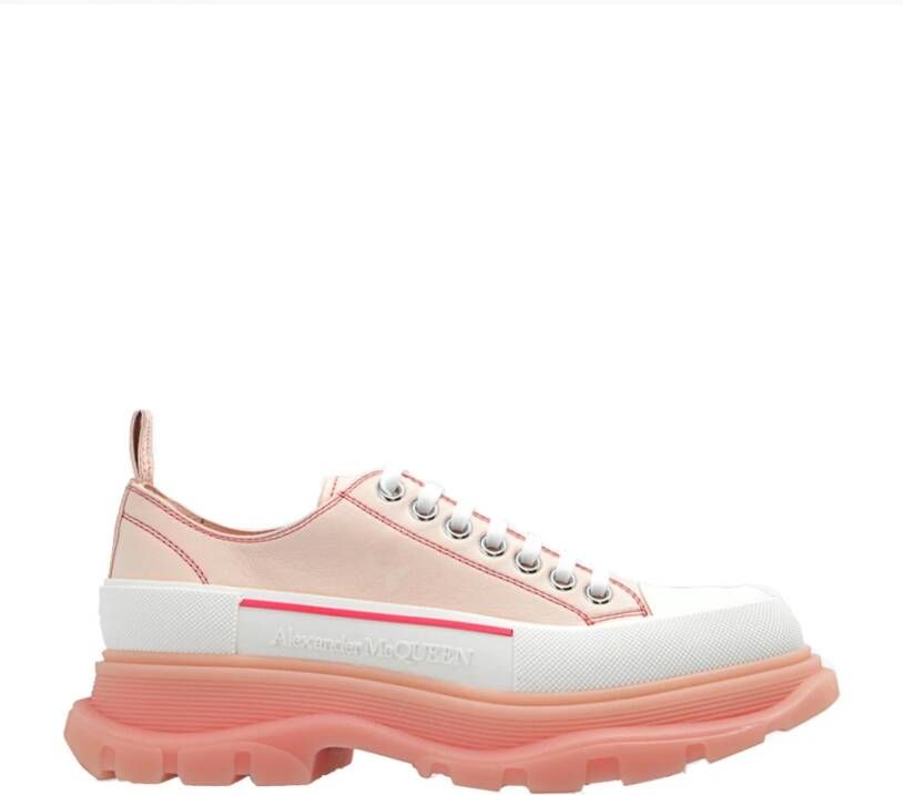 Alexander mcqueen Tread Silk Leren Sneakers Pink Dames