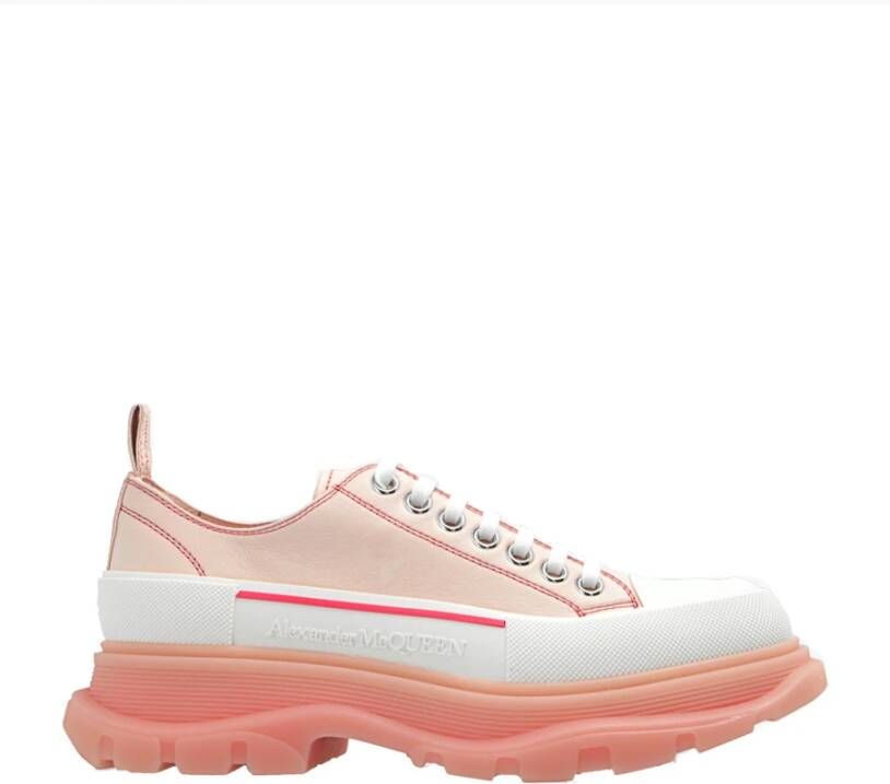 alexander mcqueen Tread Silk Leren Sneakers Pink Dames