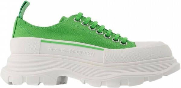 alexander mcqueen Tread Sneakers in White Silver Leather Groen Dames