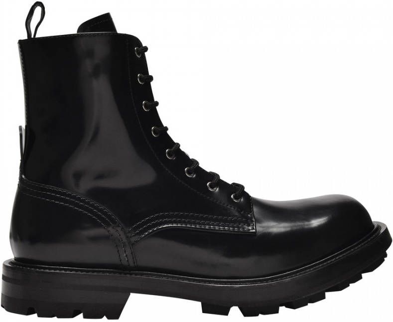 Alexander mcqueen Laced Boots in Black Patent Leather Zwart Heren