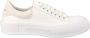 Alexander McQueen Witte Canvas Lace-Up Plimsoll Sneakers - Thumbnail 1