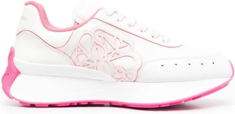 alexander mcqueen Witte en Fuchsia Lage Top Sneakers Wit Dames