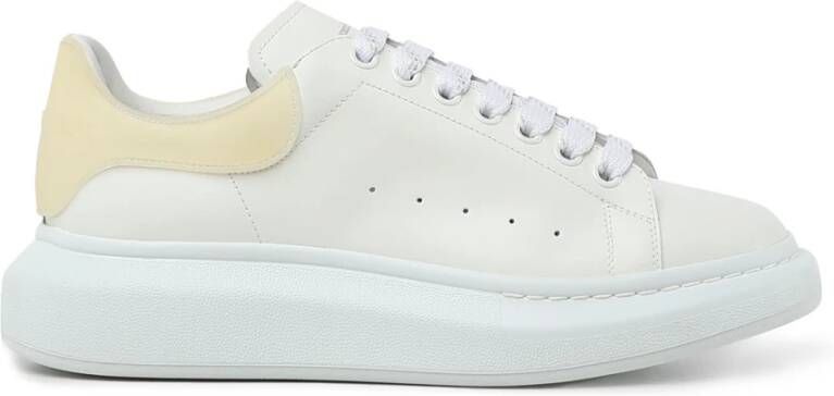 Alexander McQueen Witte Gele Sneakers Kalfsleer Rubberen Zool
