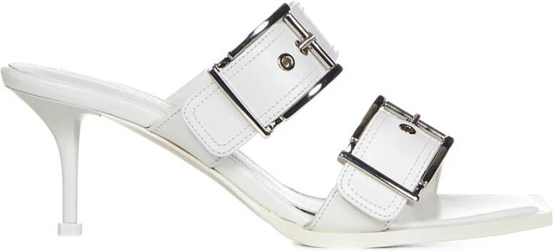 Alexander mcqueen Ivoor Zilver Leren Hakken Muiltjes Meerkleurig Dames