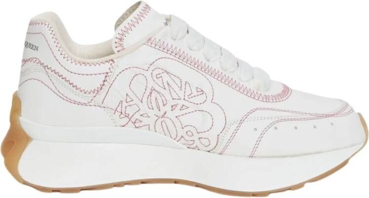 alexander mcqueen Witte lage sneakers met rode geperforeerde details Wit Dames